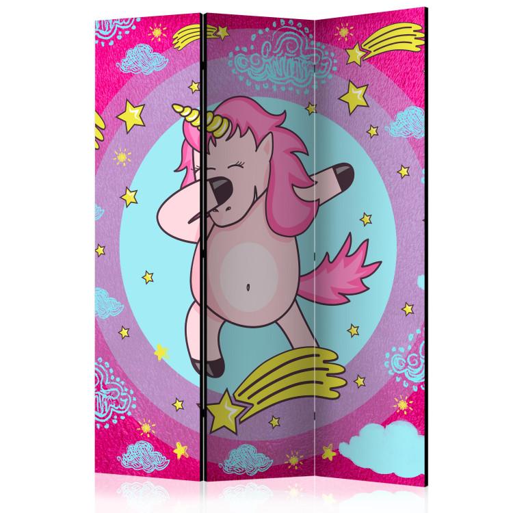 Room Divider Dancing Unicorn - fantasy horse on a colorful background with stars