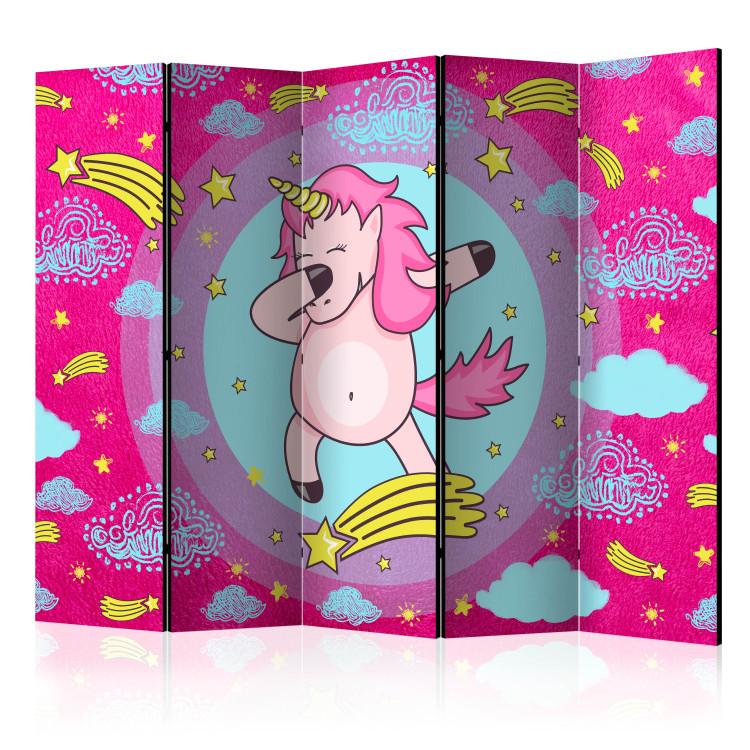 Room Divider Dancing Unicorn II - fantasy horse on a colorful background with stars