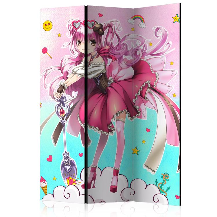 Room Divider Witch Miko - fantasy pink anime character on a colorful background
