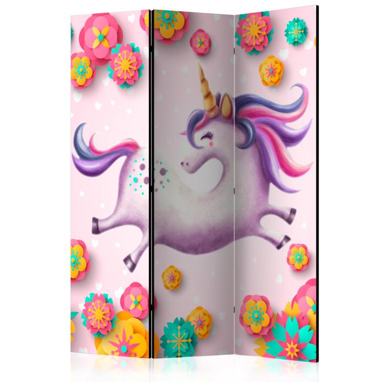 Room Divider Flexible Unicorn - colorful and whimsical unicorn with flowers in the background