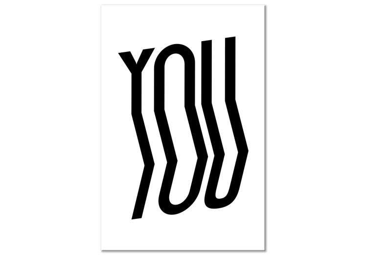 Canvas Print Black, curved inscription - ''YOU'' on a minimalistic white background