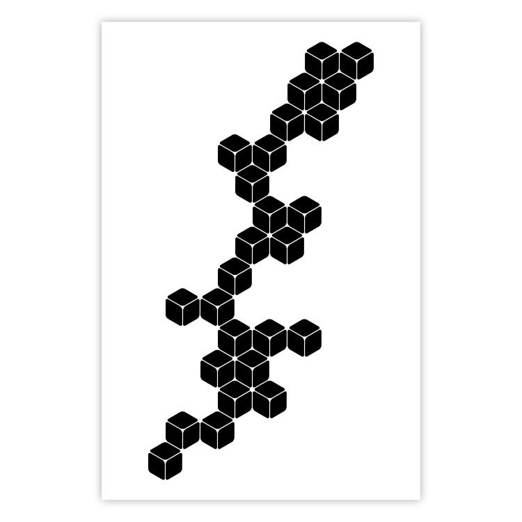 Poster Construction with Cubes - black and white composition in geometric figures