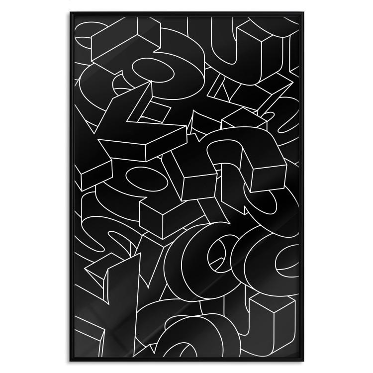 Poster Alphabet - black and white composition filled with dimensional letters