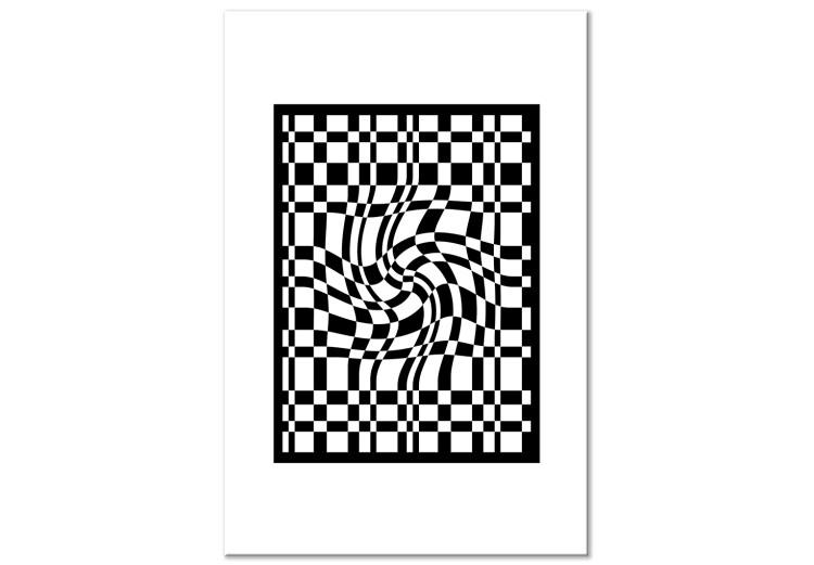 Canvas Print Checkerboard curvature - monochrome abstract simplicity