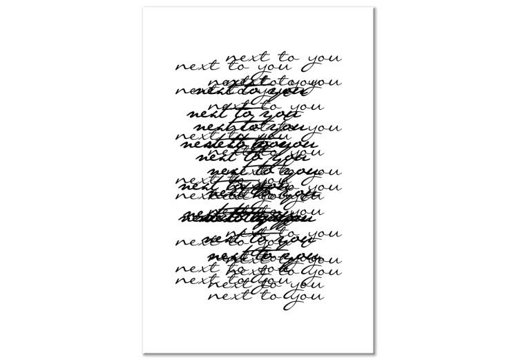 Canvas Print Next to you - many English inscriptions in black and white