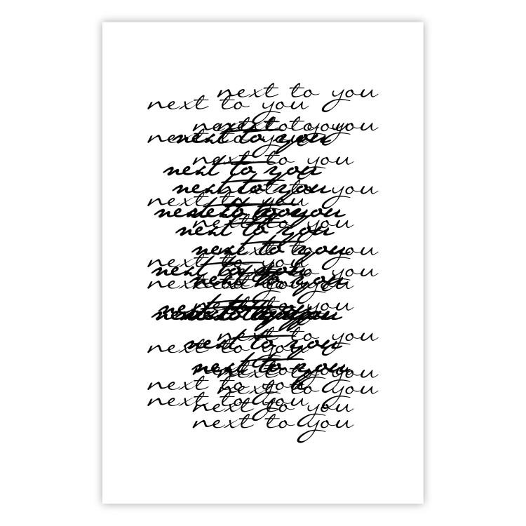 Poster Next to you - black and white pattern with overlapping texts