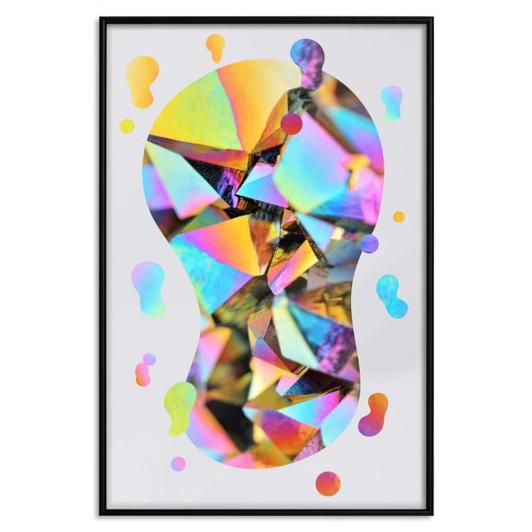 Poster Rainbow Traces - modern colorful abstraction on a gray patterned background