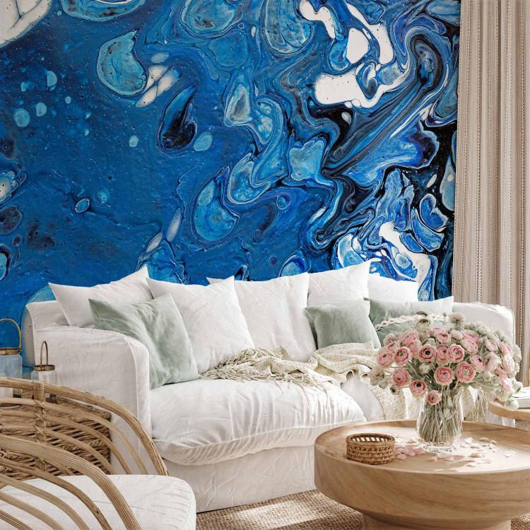 Wall Mural Stream - modern abstraction with spots in shades of blue