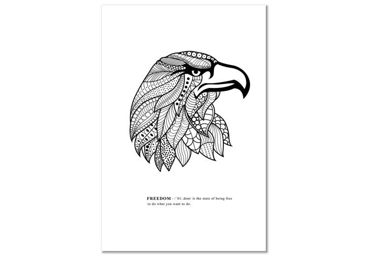 Canvas Print Graphic eagle - patterned bird with the word ‘’Freedom’’ in black