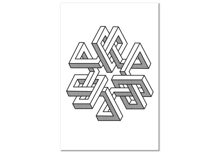 Canvas Print Geometric maze - black and white abstraction with 3D effect