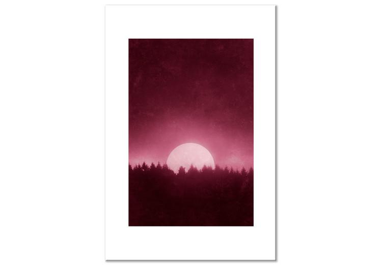 Canvas Print Full moon - the night sky over a dense forest in shades of red
