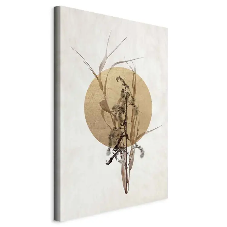 Field Flowers in Boho Style - Plant Motif on Circle Background
