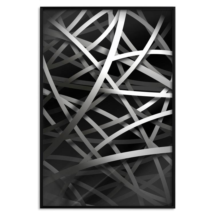 Poster In the Web - black and white industrial abstraction with dense vines
