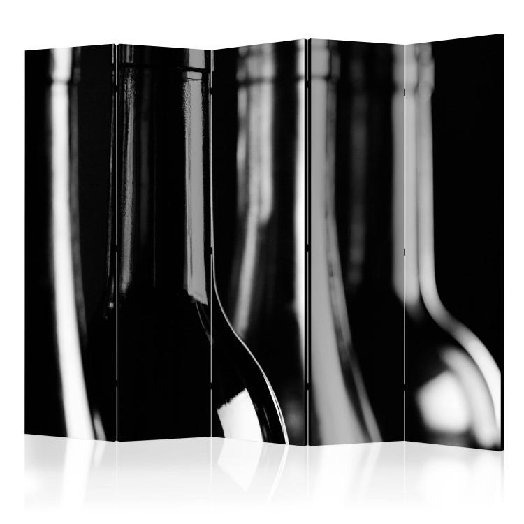 Room Divider Wine Bottles II - glass wine bottle in black and white motif