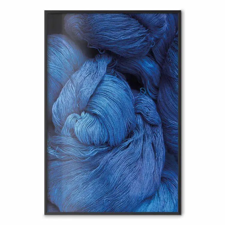 Blue Yarn - winter composition with a ball of navy wool
