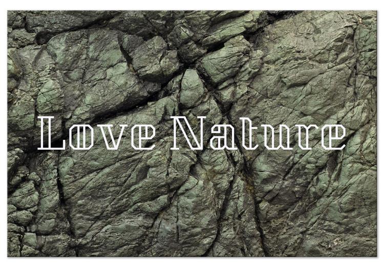 Canvas Print Love Nature - an inscription in English on a stone background