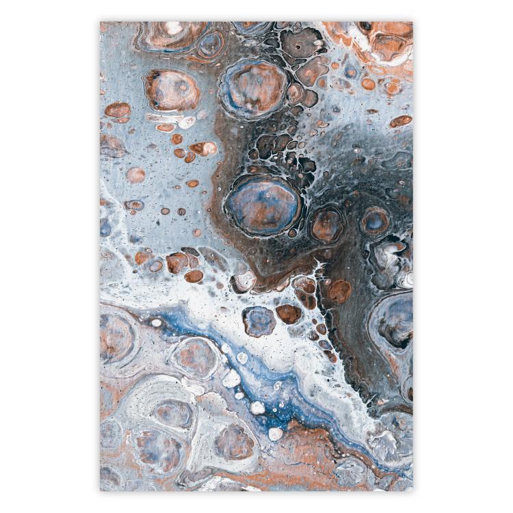 Poster Blue Sienna Marble - artistic abstraction with spots in colorful pattern
