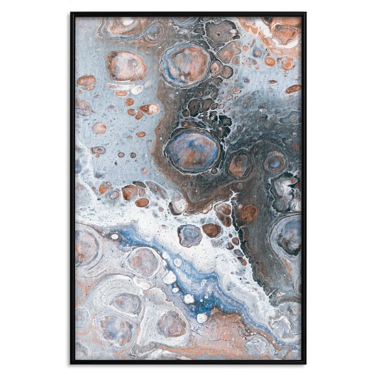 Poster Blue Sienna Marble - artistic abstraction with spots in colorful pattern