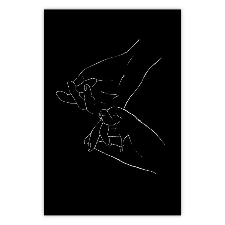 Gesture - black and white composition with delicate line art of clasped hands