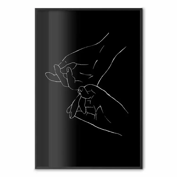 Gesture - black and white composition with delicate line art of clasped hands