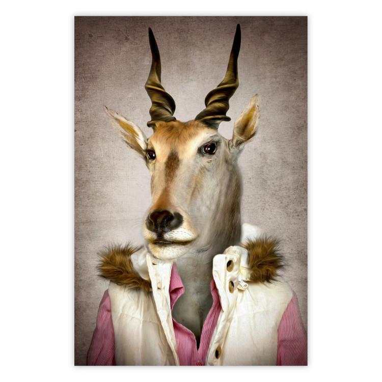 Poster Antelope Jessica - portrait of an animal with a human silhouette in a vest