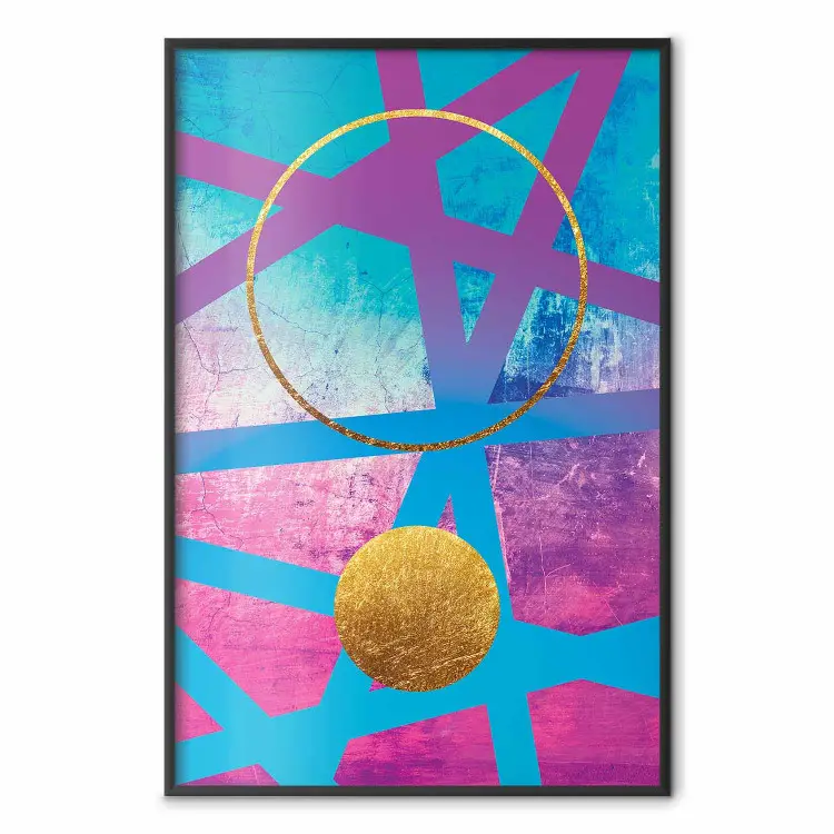 Obstacle Course - colorful geometric abstraction with golden accents