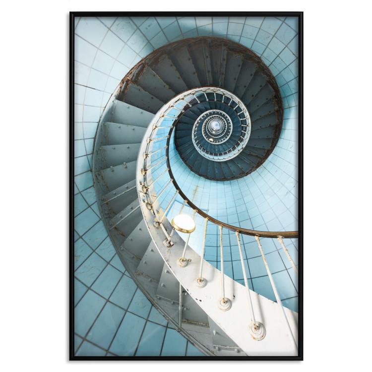Poster Fibonacci Stairs - geometric blue composition with architecture