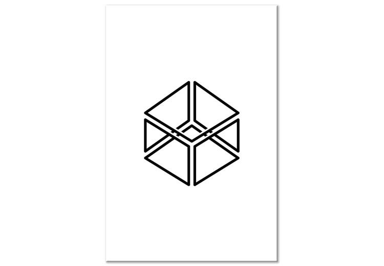Canvas Print Geometric cube - minimalistic black pattern on a white background