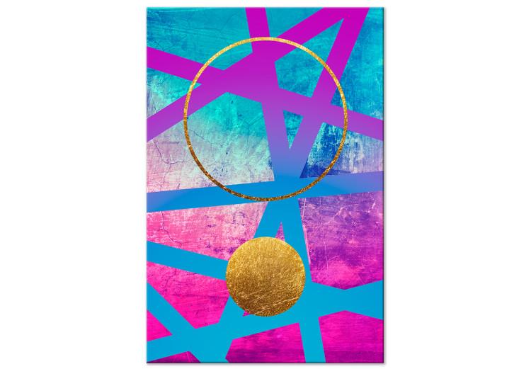 Canvas Print Crazy abstraction - golden circles and pink geometric figures