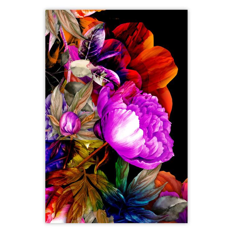 Colors of Summer - multicolored glamour composition with flowers on a black background