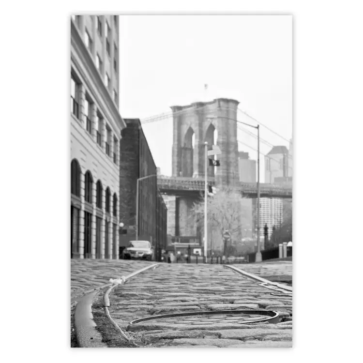 Brooklyn Bridge - black and white composition with New York architecture