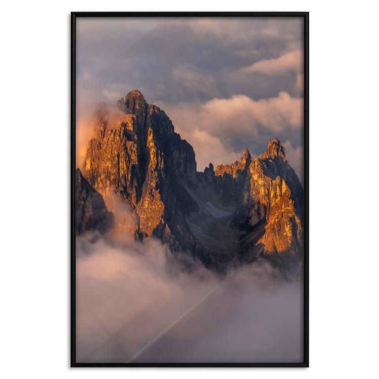 Poster Mountains in the Clouds - landscape of sky and illuminated mountain peaks