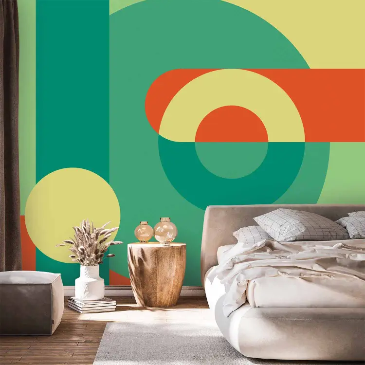 Geometric Green Wreath - Modern abstract with shapes in vibrant shades