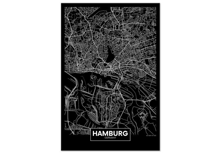 Canvas Print Dark Map of Hamburg (1 Part) Vertical