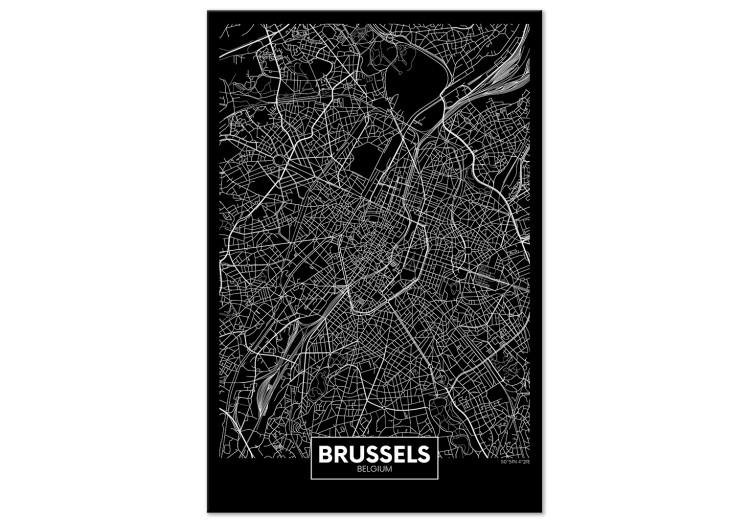 Canvas Print Brussels - aerial map of Belgium capital city in black and white