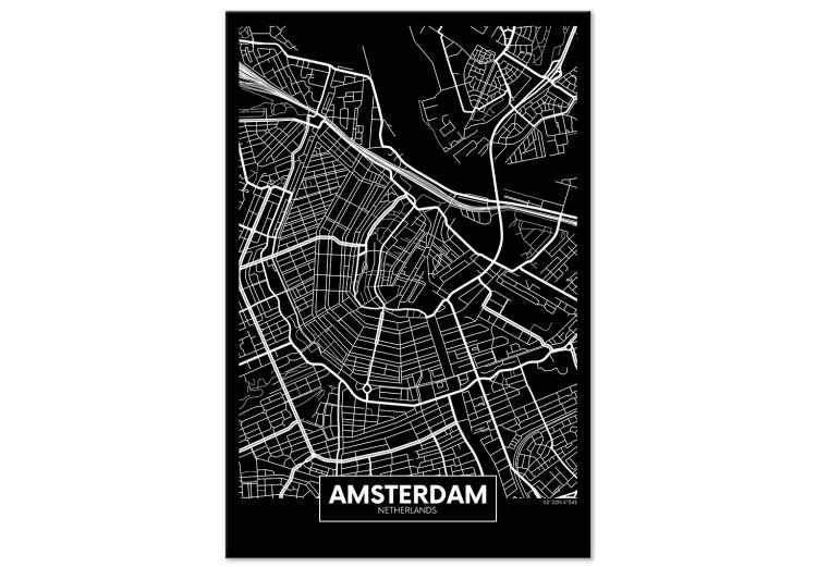 Canvas Print Amsterdam - map of the Dutch capital in a minimalist style