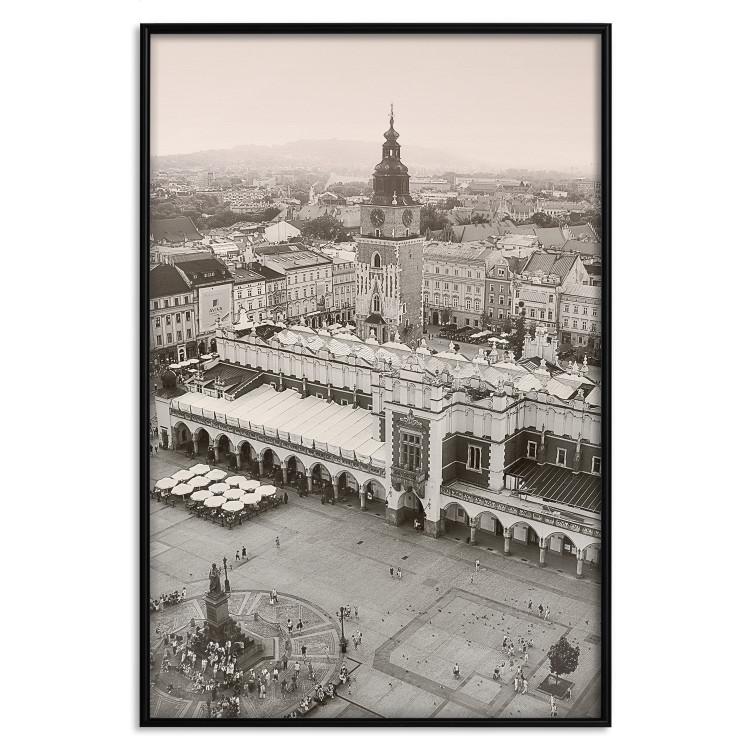 Poster Krakow: Cloth Hall - Polish architecture in sepia from a bird's eye view