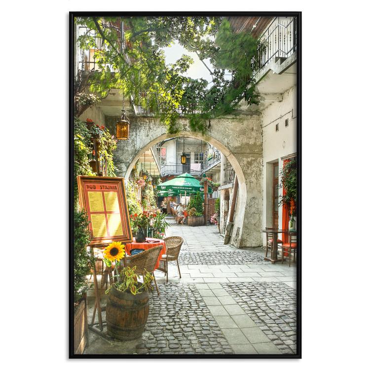 Poster Krakow: Sunny Pub - colorful frame with a charming alley and architecture