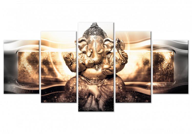 Canvas Print Buddha Style (5 Parts) Golden Wide