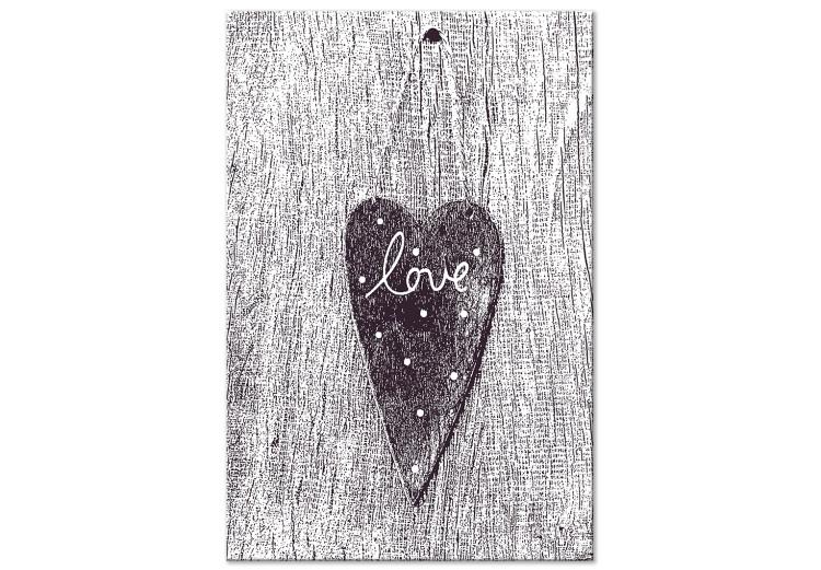 Canvas Print Love on a tree - a heart with the inscription LOVE carved on the bark