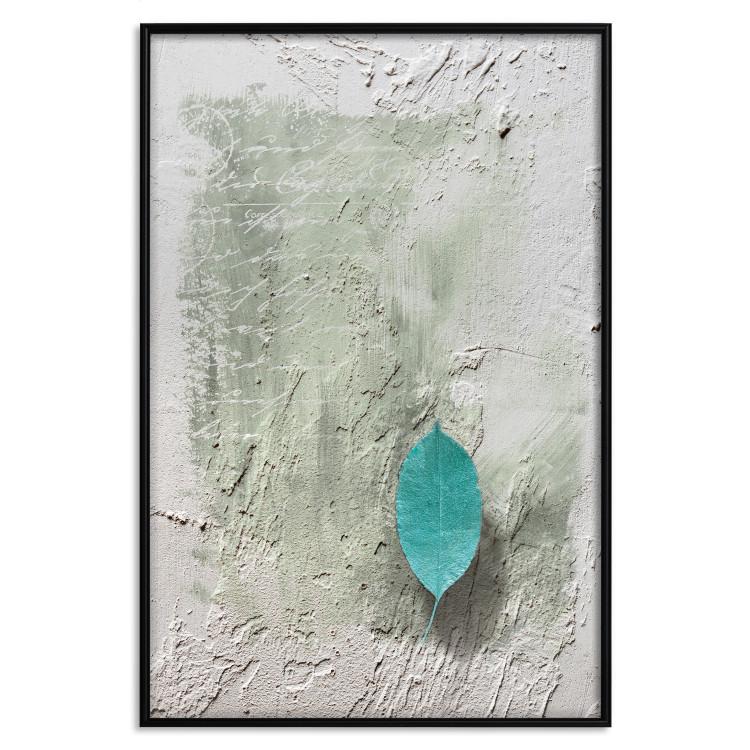 Poster Fleeting Letter - vintage composition with a leaf and writings on a concrete background