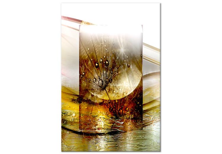 Canvas Print Nature in Gold (1-part) - Dandelion with Abstract Motif