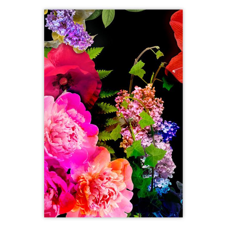 Poster Land of Flowers - colorful composition with a floral motif on a black background