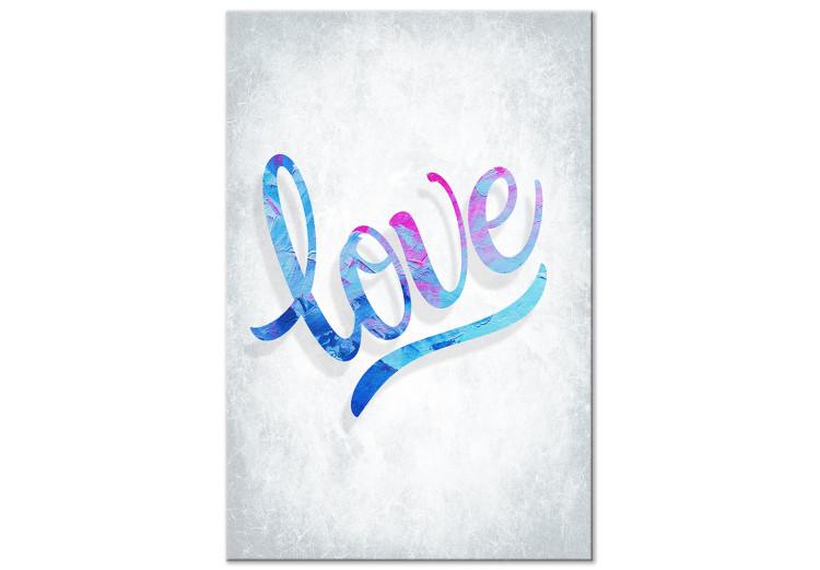 Canvas Print Love - the inscription love in English in blue colors on gray