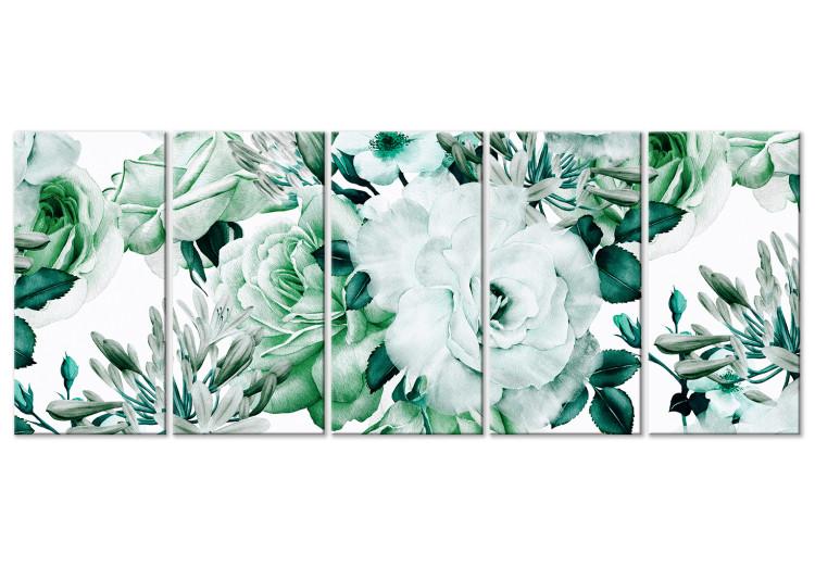 Canvas Print Leafy roses - wild flowers in natural plant colors