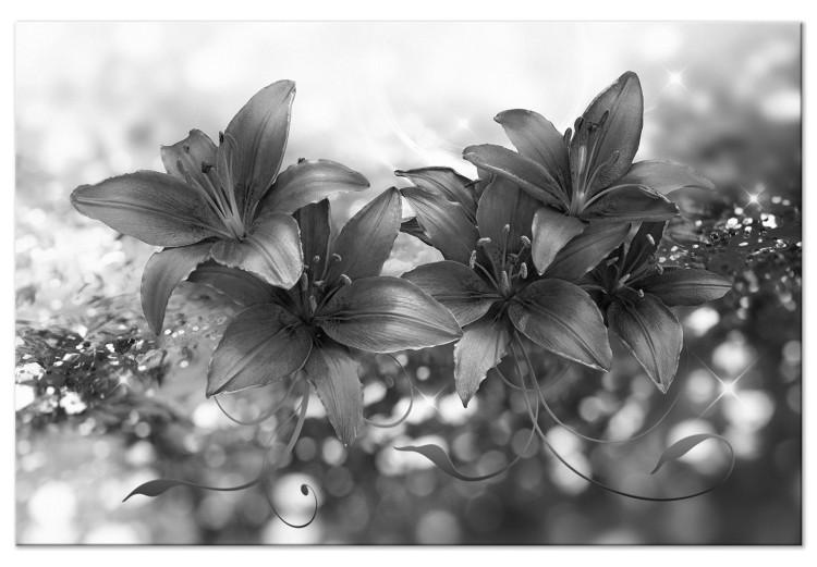 Canvas Print Charm of Flowers (1-part) - Elegance in Black and White Colors