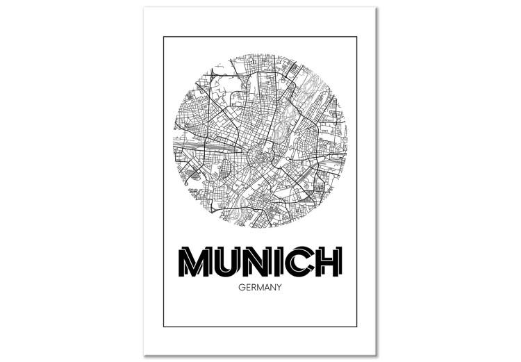 Canvas Print Munich - map of the German city in black and white