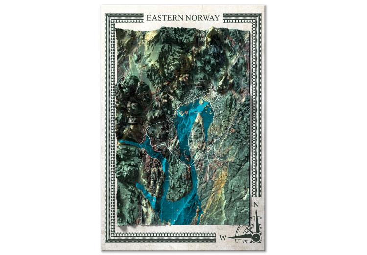 Canvas Print Eastern Norway - colorful, isometric map of Norwegian nature