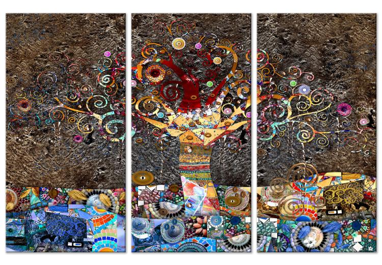 Canvas Print Colorful View (3-part) - Elements of Nature in Abstract Patterns