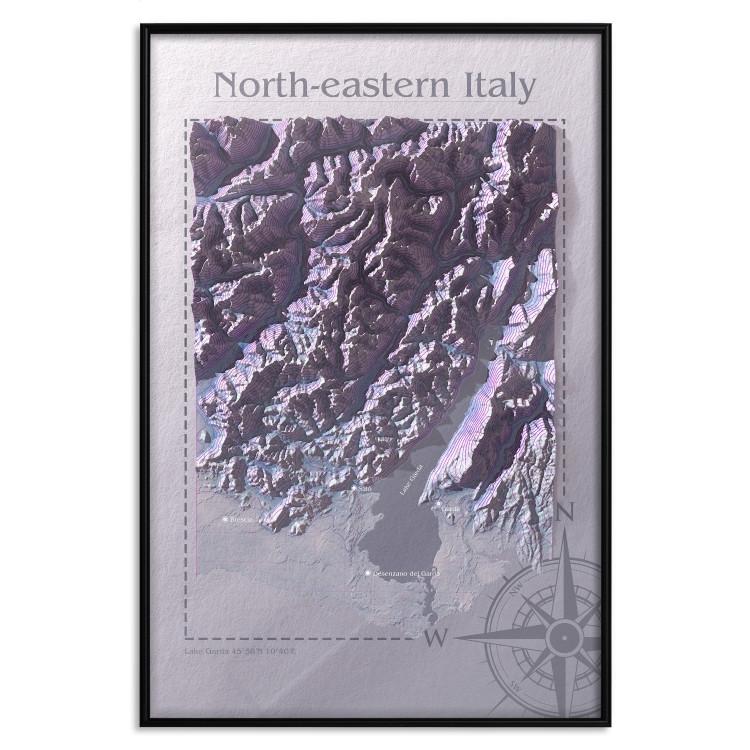 Poster Isometric Map: Northeastern Italy - Italian mountains and texts